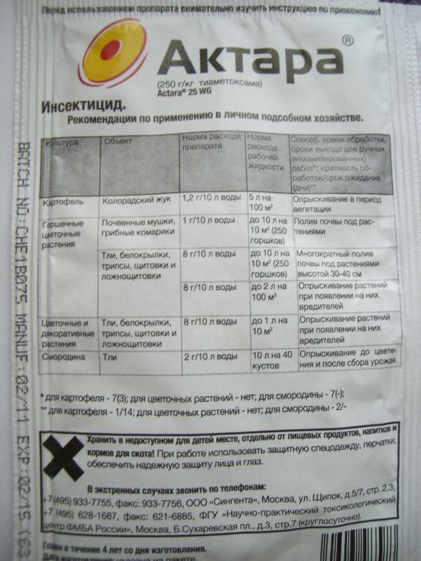 Актара инструкция по применению