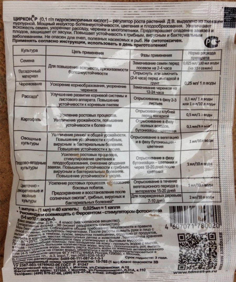 Инструкция по применению препарата Циркон